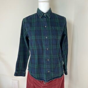 L.L.Bean 100% Cotton Blue & Green Plaid Flannel Shirt 🌲🧢